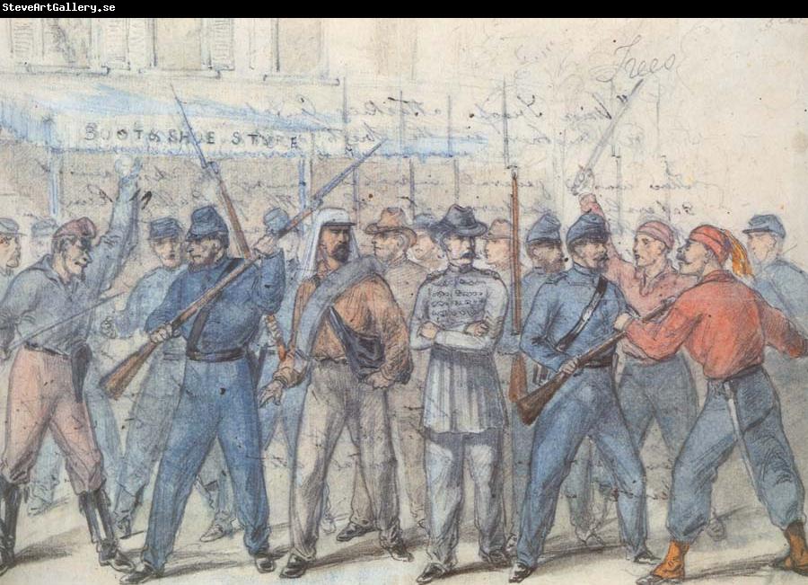 Frank Vizetelly Union Soldiers Attacking Confederate Prisoners in the Streets of Washington